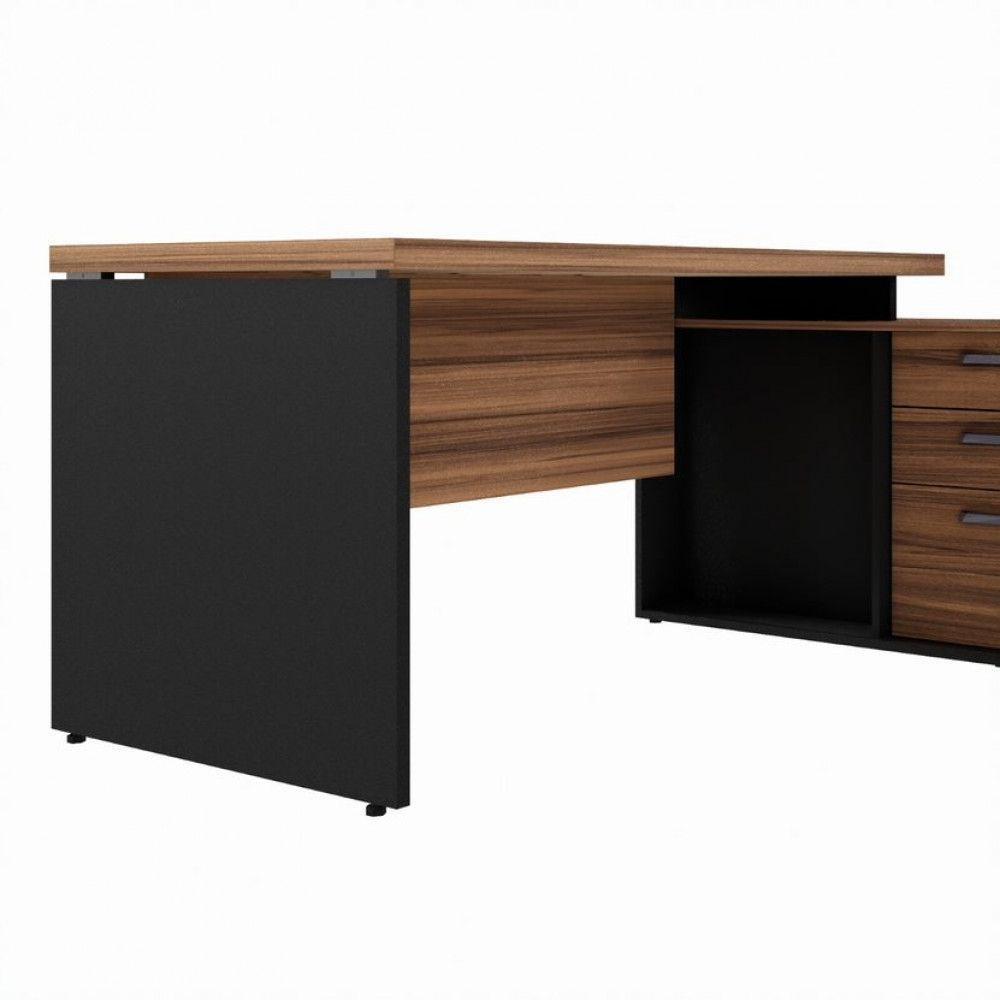 Mesa Escrivaninha Diretor Office 150/180cm Web Office Nogal/preto - 4