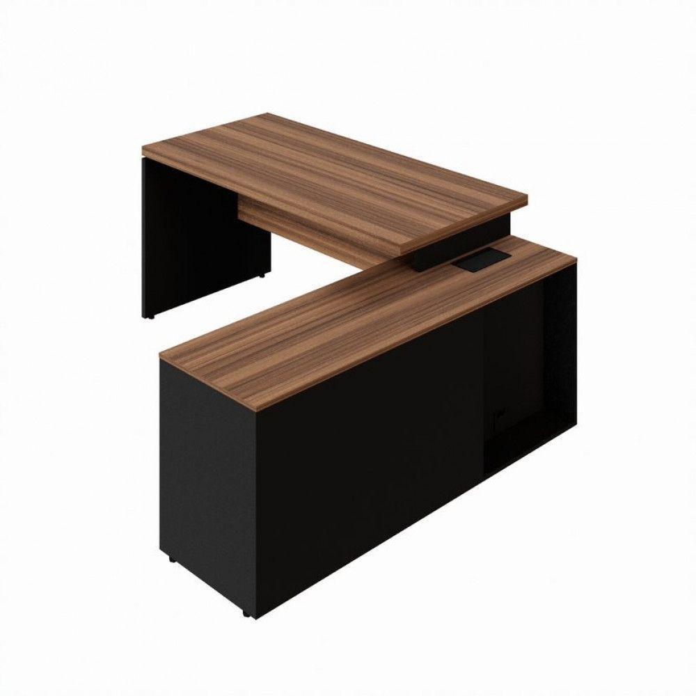 Mesa Escrivaninha Diretor Office 150/180cm Web Office Nogal/preto - 7