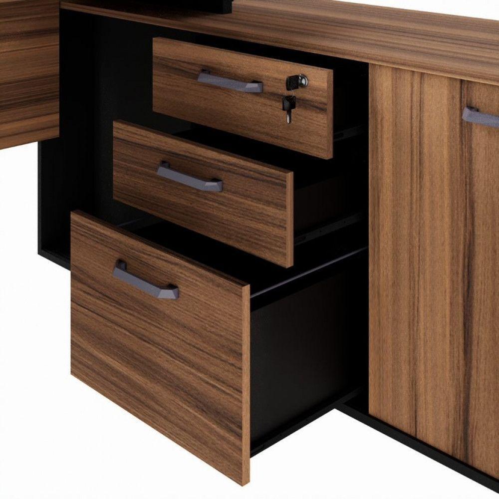 Mesa Escrivaninha Diretor Office 150/180cm Web Office Nogal/preto - 10