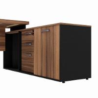 Mesa Escrivaninha Diretor Office 150/180cm Web Office Nogal/preto - 6