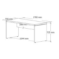 Mesa Escrivaninha Retangular Office 170cm Pé Painel Nogal/preto - 7