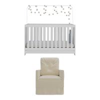 Berço 3X1 Com Colchão Incluso E Poltrona De Amamentação Elza Mp4088 Branco/Bege Branco/Bege - 2