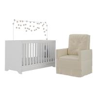 Berço 3X1 Com Colchão Incluso E Poltrona De Amamentação Elza Mp4088 Branco/Bege Branco/Bege - 5