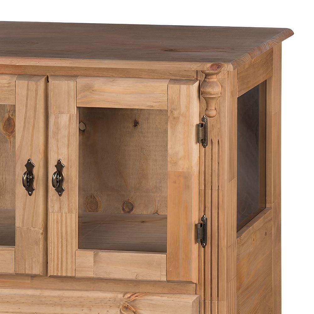 Cristaleira De Madeira 2 Portas 1 Gaveta Vidros Na Lateral Pés Luiz Xv - 2