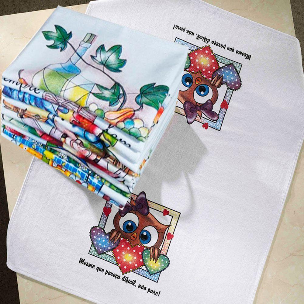 Pano De Prato Lomaer Sacaria 70cmx 90cm 02 Estampa (06 Unidades) Branco - 1