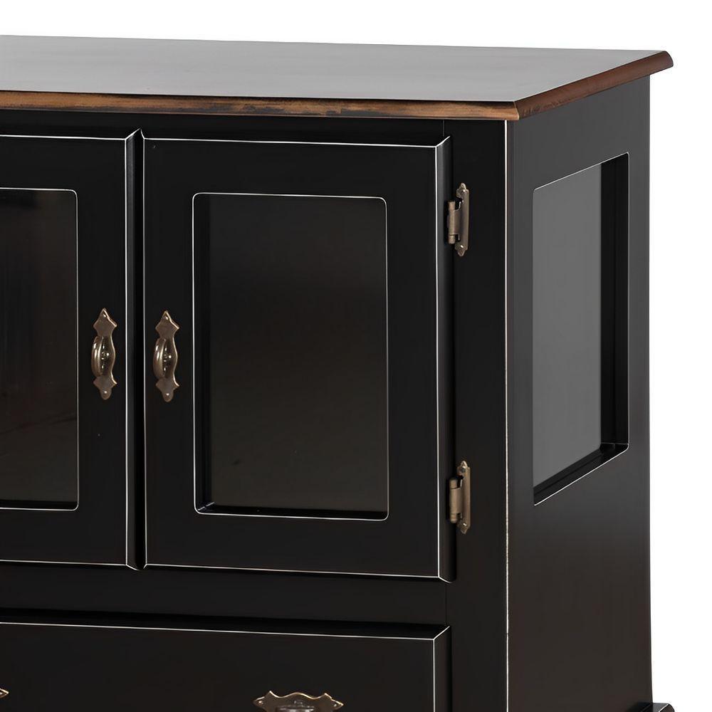 Cristaleira De Madeira 2 Portas 1 Gaveta Vidros Na Lateral Pés Luiz Xv - 3