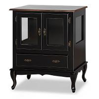 Cristaleira De Madeira 2 Portas 1 Gaveta Vidros Na Lateral Pés Luiz Xv - 1