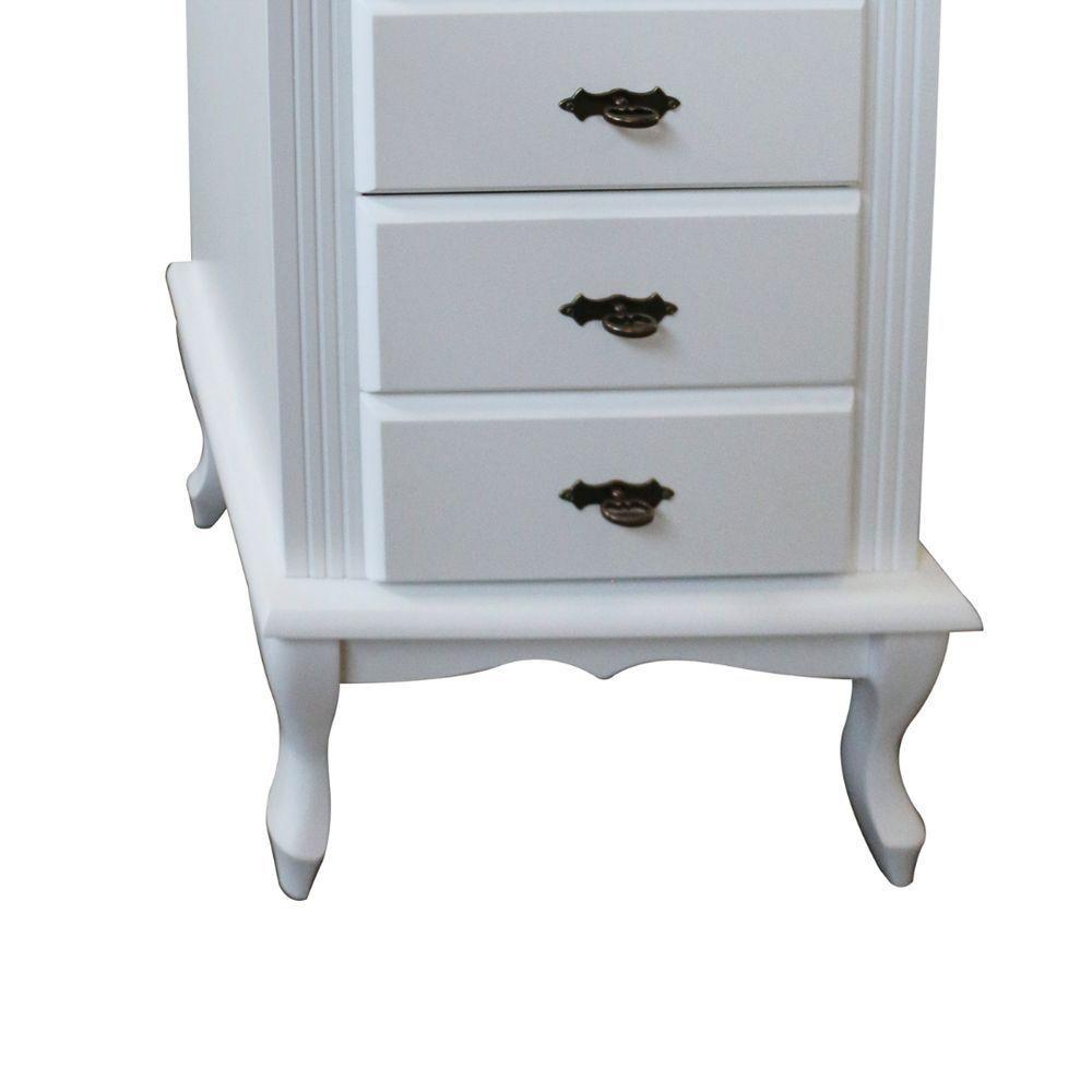 Mesa De Cabeceira De Madeira Rústica 4 Gavetas Pés Luiz Xv - Nude Laca Com Tampo E Base Imbuia Glazer - 3