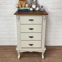 Mesa De Cabeceira De Madeira Rústica 4 Gavetas Pés Luiz Xv - Nude Laca Com Tampo E Base Imbuia Glazer - 2