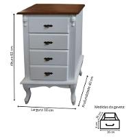 Mesa De Cabeceira De Madeira Rústica 4 Gavetas Pés Luiz Xv - Nude Laca Com Tampo E Base Imbuia Glazer - 4