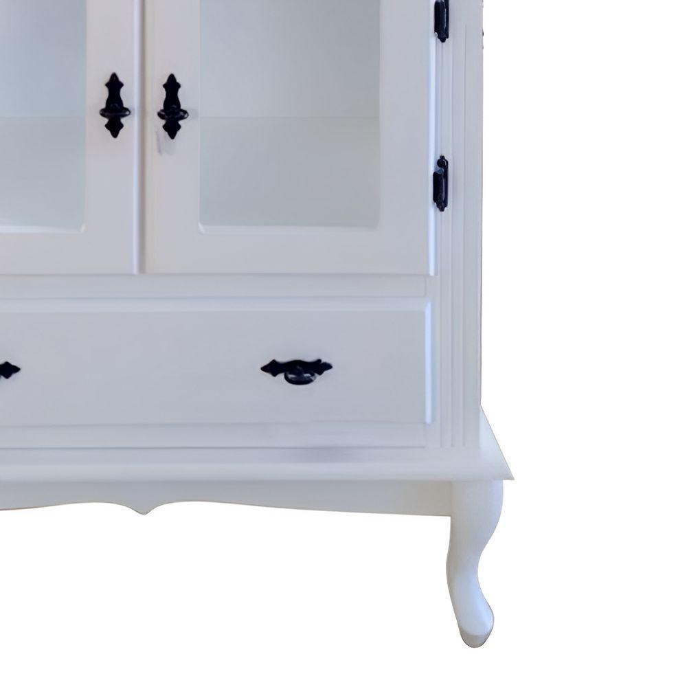 Cristaleira De Madeira 2 Portas 1 Gaveta Vidros Na Lateral Pés Luiz Xv - 3