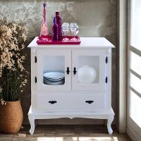 Cristaleira De Madeira 2 Portas 1 Gaveta Vidros Na Lateral Pés Luiz Xv - 2