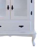 Cristaleira De Madeira 2 Portas 1 Gaveta Vidros Na Lateral Pés Luiz Xv - 3