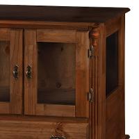 Cristaleira De Madeira 2 Portas 1 Gaveta Vidros Na Lateral Pés Luiz Xv - 3