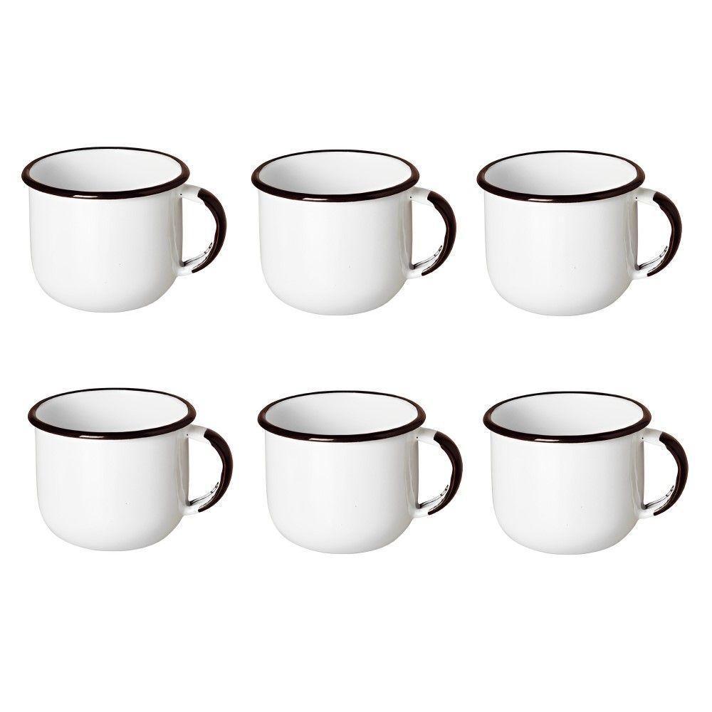 Jogo De Xícara De Chá 06 Peças Esmaltada Branco 240 Ml Ewel - 1