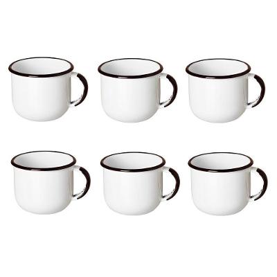 Jogo De Xícara De Chá 06 Peças Esmaltada Branco 240 Ml Ewel