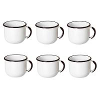 Jogo De Xícara De Chá 06 Peças Esmaltada Branco 240 Ml Ewel - 1