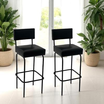 Banqueta Tiffany Para Balcão Ferro Estofado Estilo Industrial Preto