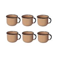 Jogo De Xícara De Cafezinho 06 Peças Esmaltada Marrom 120 Ml Ewel - 1