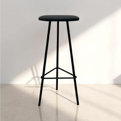 Banqueta Retro Alta Ferro Industrial Assento Peroba 70cm Estofado