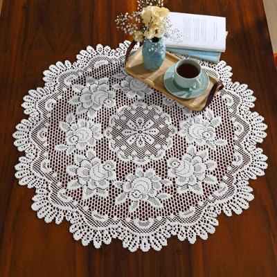 Centro Para Mesa Interlar Renda 100% Poliéster Rose Redonda Gardenia 75 Branco