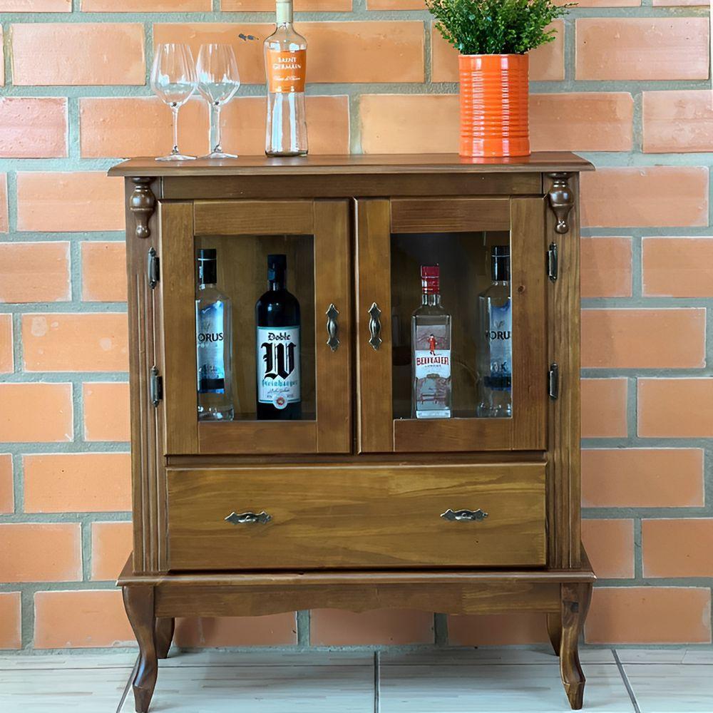 Cristaleira De Madeira 2 Portas 1 Gaveta Vidros Na Lateral Pés Luiz Xv - 2