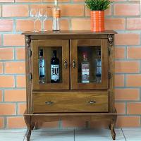 Cristaleira De Madeira 2 Portas 1 Gaveta Vidros Na Lateral Pés Luiz Xv - 2