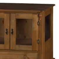 Cristaleira De Madeira 2 Portas 1 Gaveta Vidros Na Lateral Pés Luiz Xv - 3