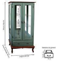 Cristaleira Rústica De Madeira 2 Portas E 1 Gaveta - Pés Luiz Xv - Verde Kalle Laca Com Tampo E Base Imbuia Glazer - 4