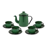 Conjunto Para Café Esmaltado 9 Peças Verde Ewel - 1