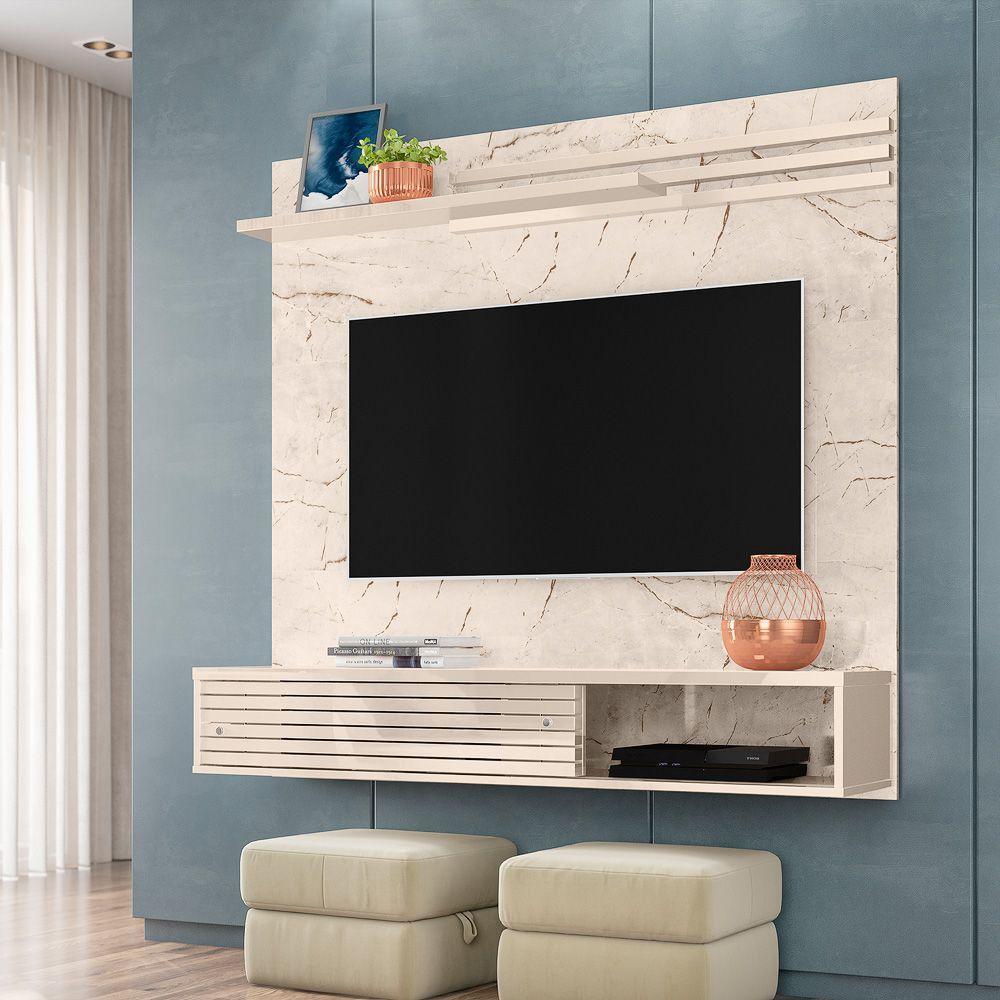 Painel Bancada Suspensa Frizz Sublime Para Tv Até 55'' Cinamomo- Off White - 1