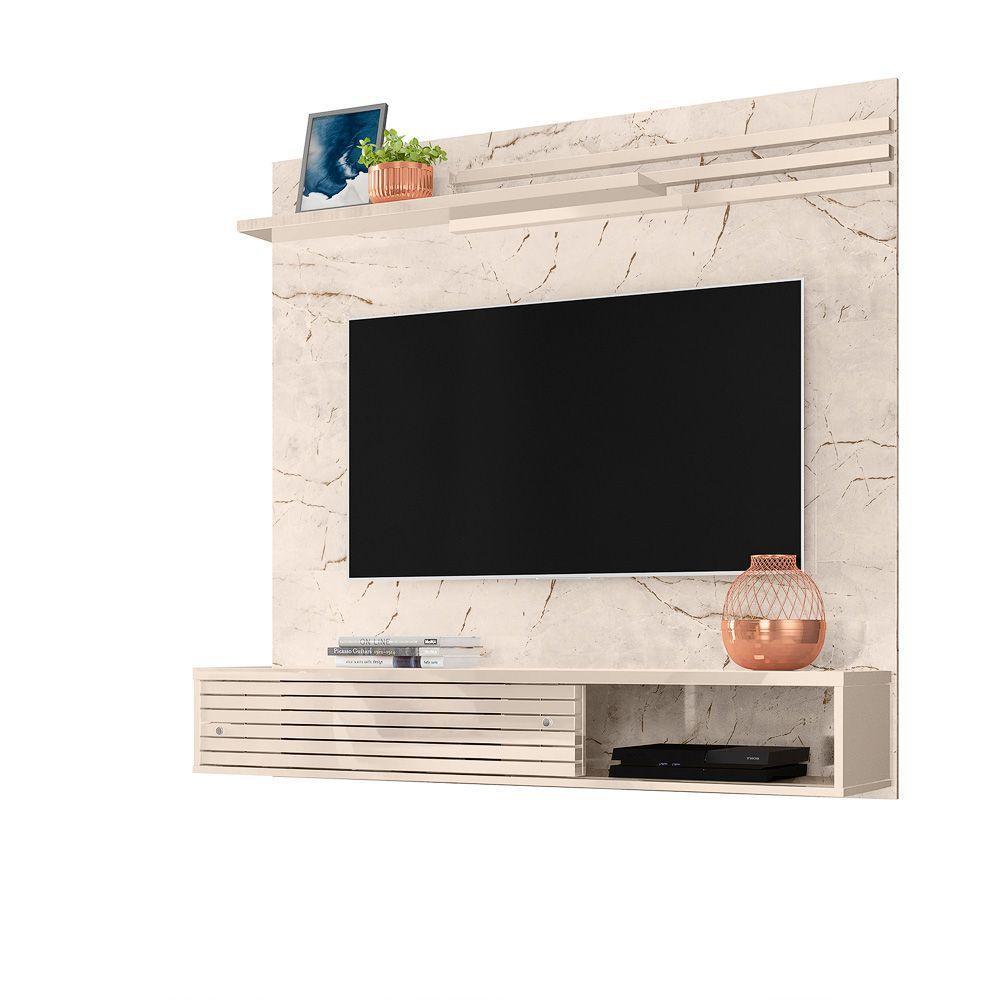 Painel Bancada Suspensa Frizz Sublime Para Tv Até 55'' Cumaru- Off White - 2