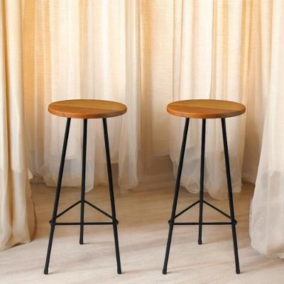Kit 2 Banquetas Para Balcão De Cozinha Alta Confortavel Estilo Moderno Ideal Para Area Gourmet Estrutura De Metal Assent Peroba