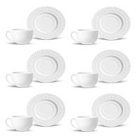 Conjunto De Xícara De Chá Com Pires 06 Peças Roma Branco Porto Brasil - 1
