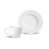 Conjunto De Xícara De Chá Com Pires 06 Peças Roma Branco Porto Brasil - 4