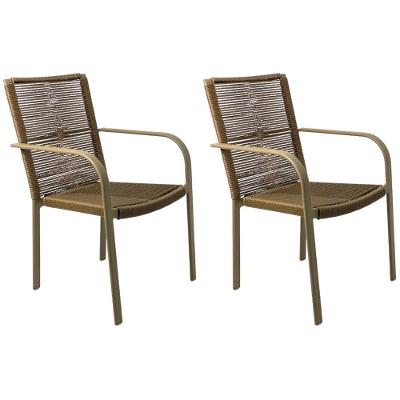 Kit 2 Cadeira Área Gourmet Alumínio Corda Sintética Fendi