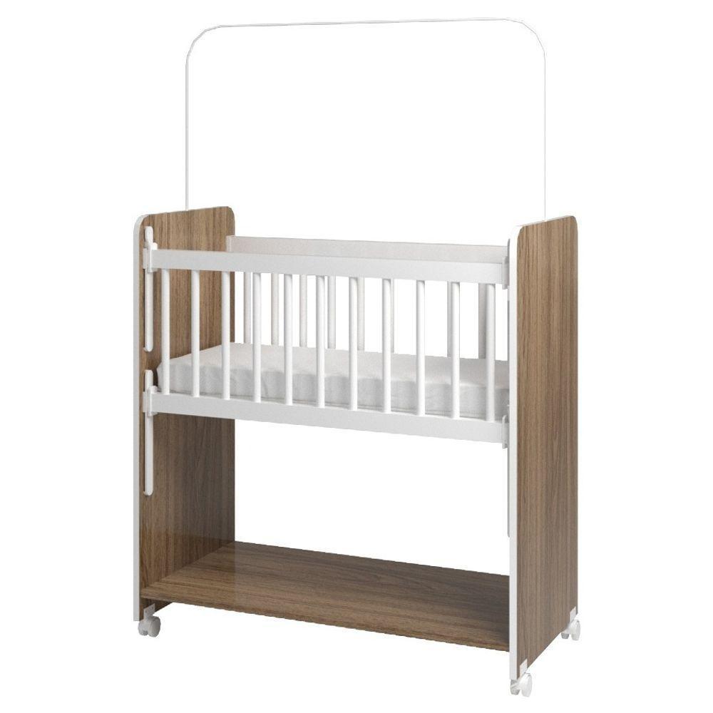Mini Berço Bed Side Grade Movél Com Colchão Cor Nature - 2