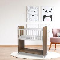 Mini Berço Bed Side Grade Movél Com Colchão Cor Nature - 1