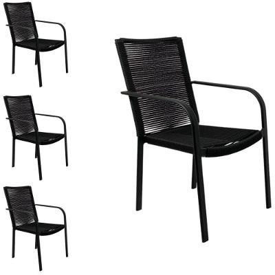 Kit 4 Cadeiras De Jardim Em Alumínio Parati Corda Preto Aluminium Decor