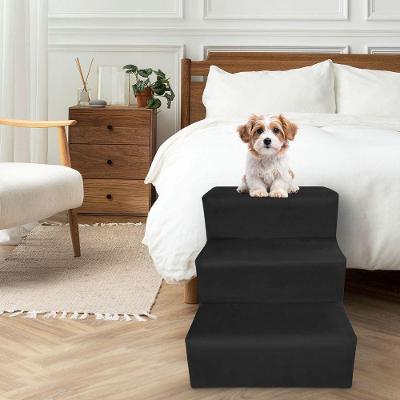 Escada Para Pet 3 Degraus Veludo Preto