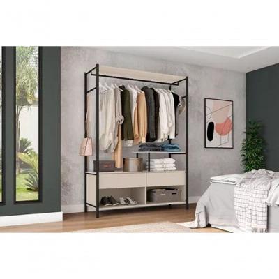 Guarda-roupa Solteiro Artefamol Barcelona Closet Preto Off White