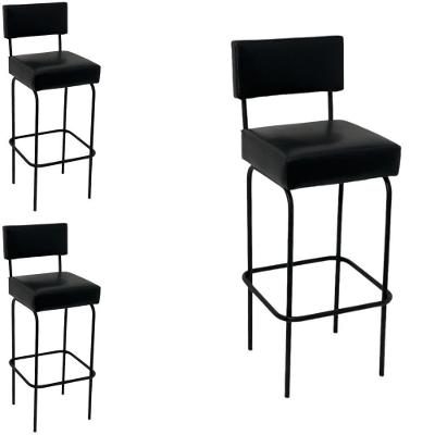 Kit 3 Banquetas Retro Ferro Industrial Acento Madeira 70cm