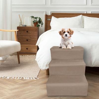 Escada Para Pet 3 Degraus Veludo Cappuccino