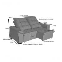 Sofá Retrátil Reclinável Lavinia 2,10m Veludo Cinza - 3