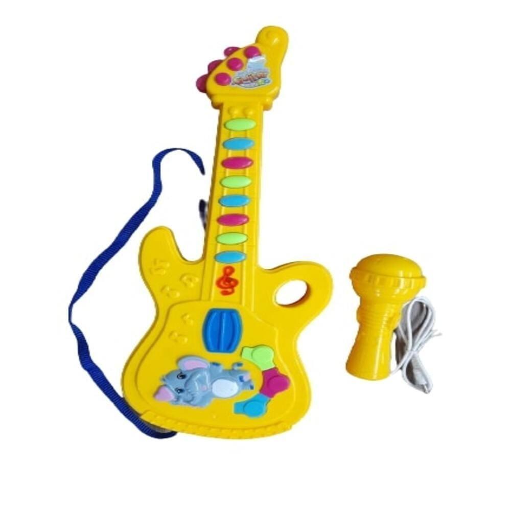 Guitarra Infantil Eletrica Com Microfone Karaoke Som E Luz Musical Bebe Criança - 3