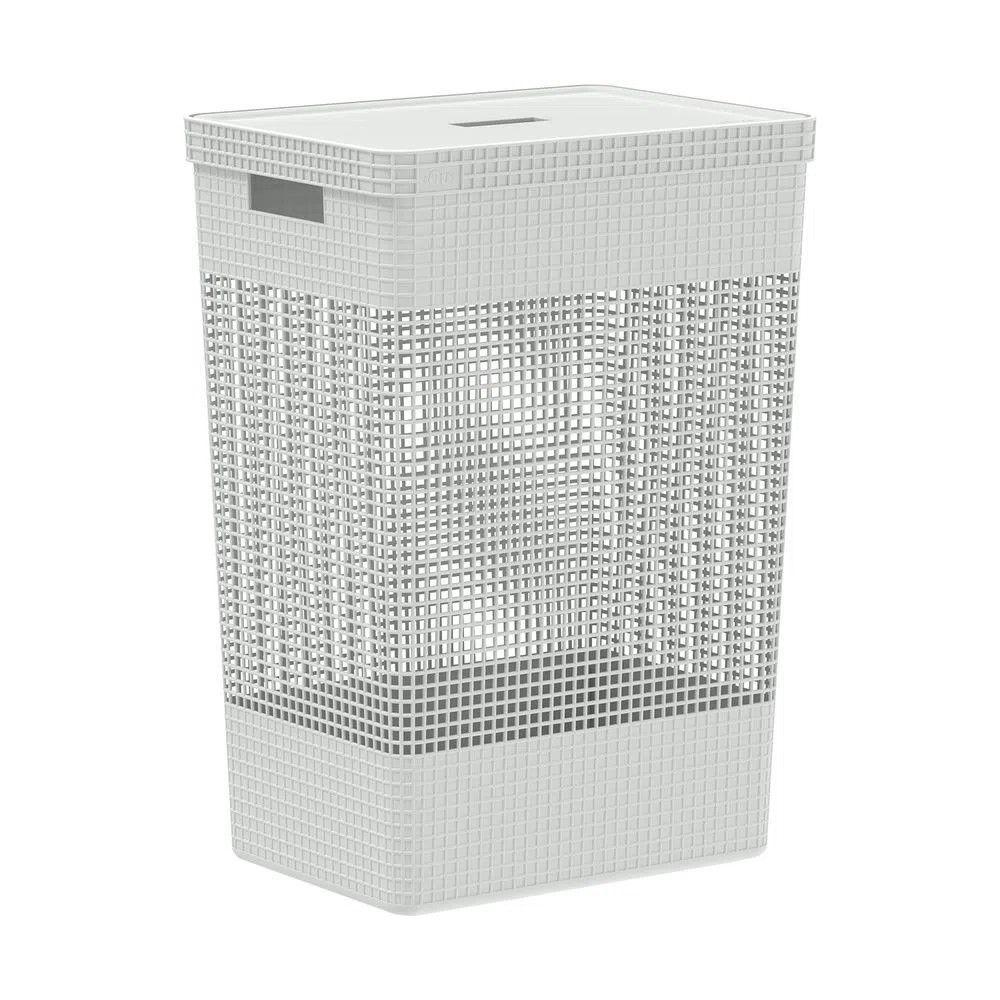 Cesto De Roupa Grid Branco Oceano 49 L Com Tampa 38 X 28 X 55,2 Cm - 2