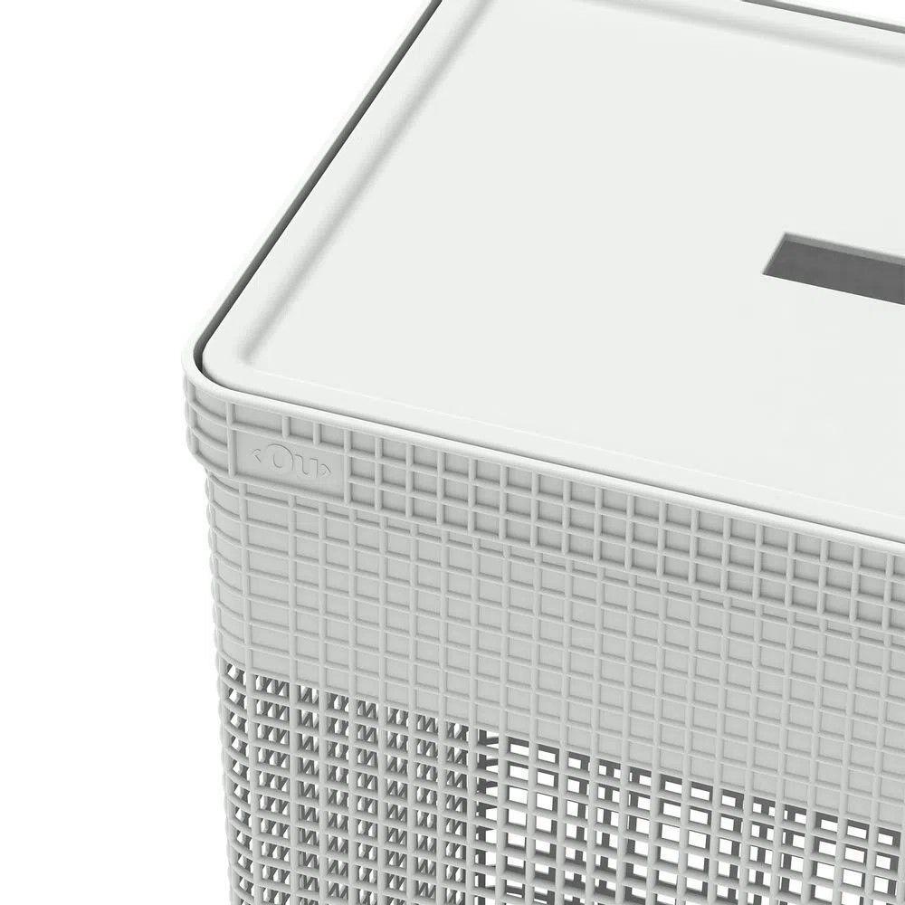 Cesto De Roupa Grid Branco Oceano 49 L Com Tampa 38 X 28 X 55,2 Cm - 12