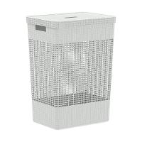 Cesto De Roupa Grid Branco Oceano 49 L Com Tampa 38 X 28 X 55,2 Cm