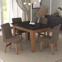 Conjunto Mesa De Jantar 120 Cm Com 4 Cadeiras Tokio Multimóveis Ex1004 Madeirado/Preto/Castor - 1