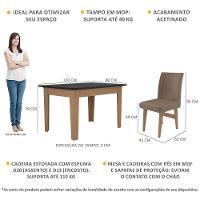 Conjunto Mesa De Jantar 120 Cm Com 4 Cadeiras Tokio Multimóveis Ex1004 Madeirado/Preto/Castor - 5
